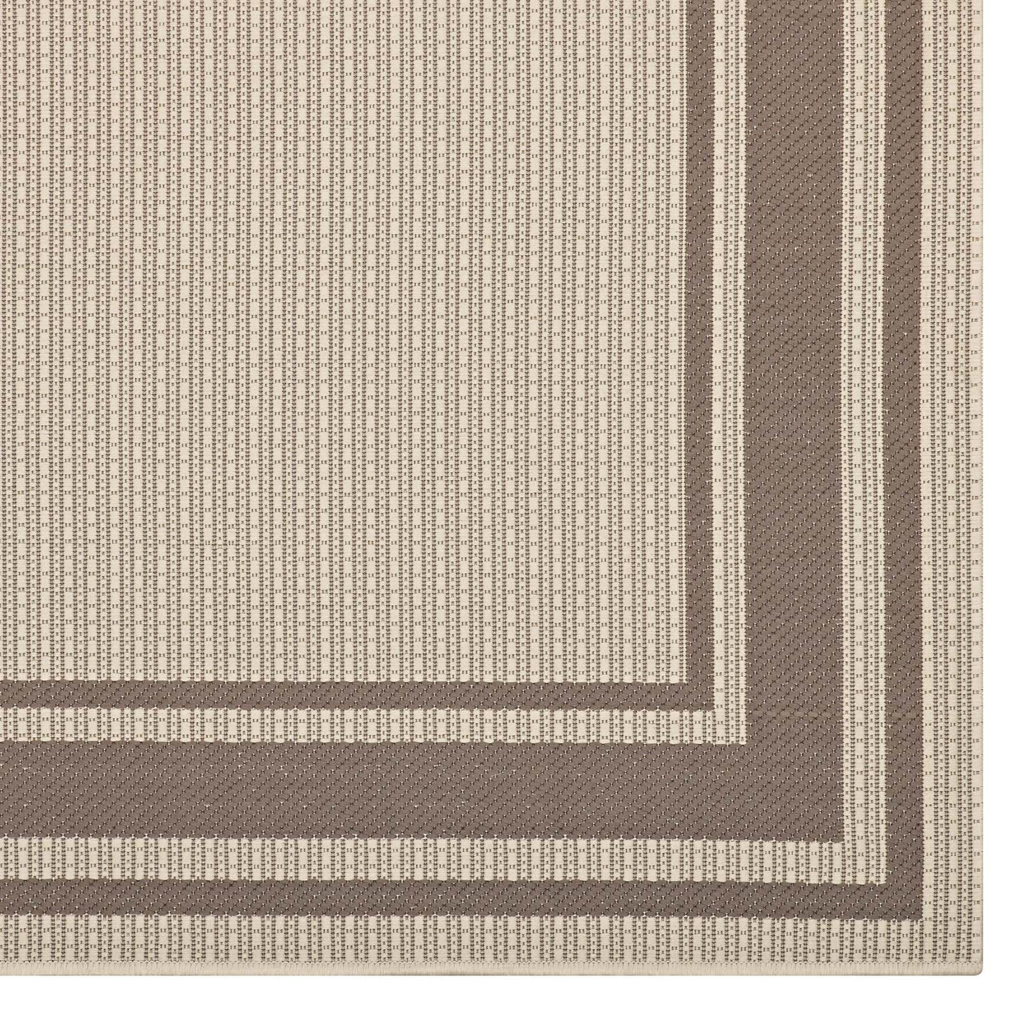 Rim Solid Border 9x12 Indoor and Outdoor Area Rug, Beige, 23104