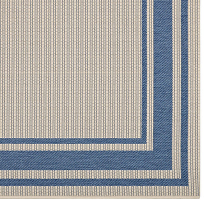 Rim Solid Border 4x6 Indoor and Outdoor Area Rug, Blue Beige, 23105