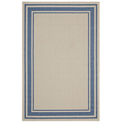 Rim Solid Border Borderline 5x8 Indoor and Outdoor Area Rug, Fabric, Multi Beige 14941
