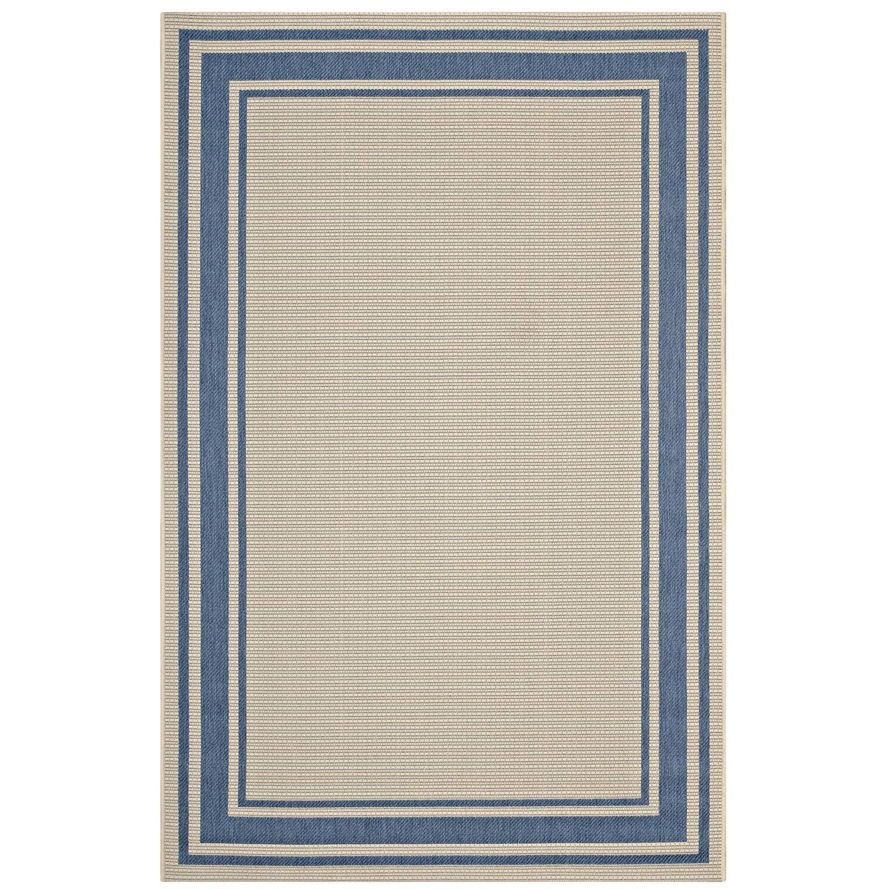 Rim Solid Border Borderline 8x10 Indoor and Outdoor Area Rug, Fabric, Multi Beige 14942