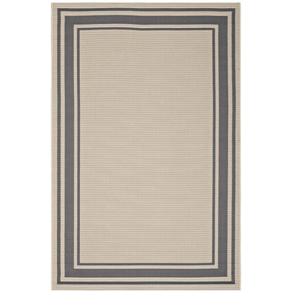 Rim Solid Border 4x6 Indoor and Outdoor Area Rug, Grey Gray and Beige, 23107