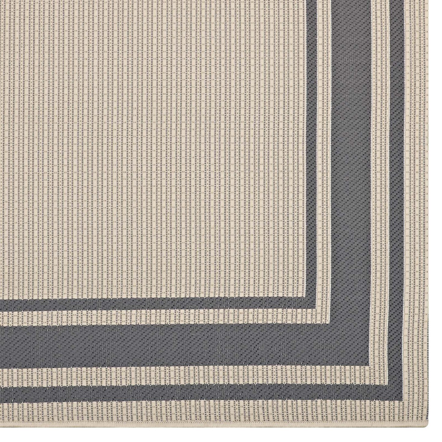 Rim Solid Border 4x6 Indoor and Outdoor Area Rug, Grey Gray and Beige, 23107
