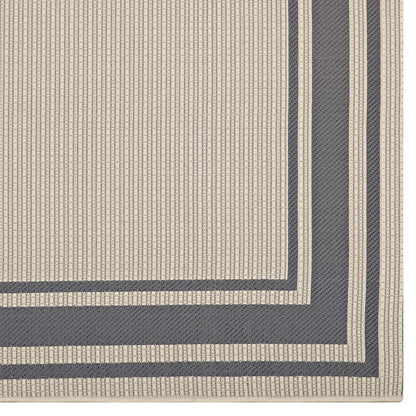 Rim Solid Border 4x6 Indoor and Outdoor Area Rug, Grey Gray and Beige, 23107