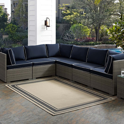 Rim Solid Border 4x6 Indoor and Outdoor Area Rug, Grey Gray and Beige, 23107