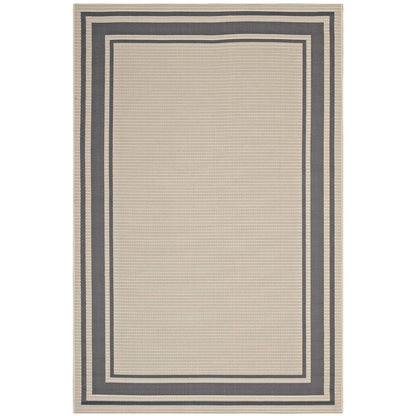 Rim Solid Border Borderline 5x8 Indoor and Outdoor Area Rug, Fabric, Multi Beige 14943