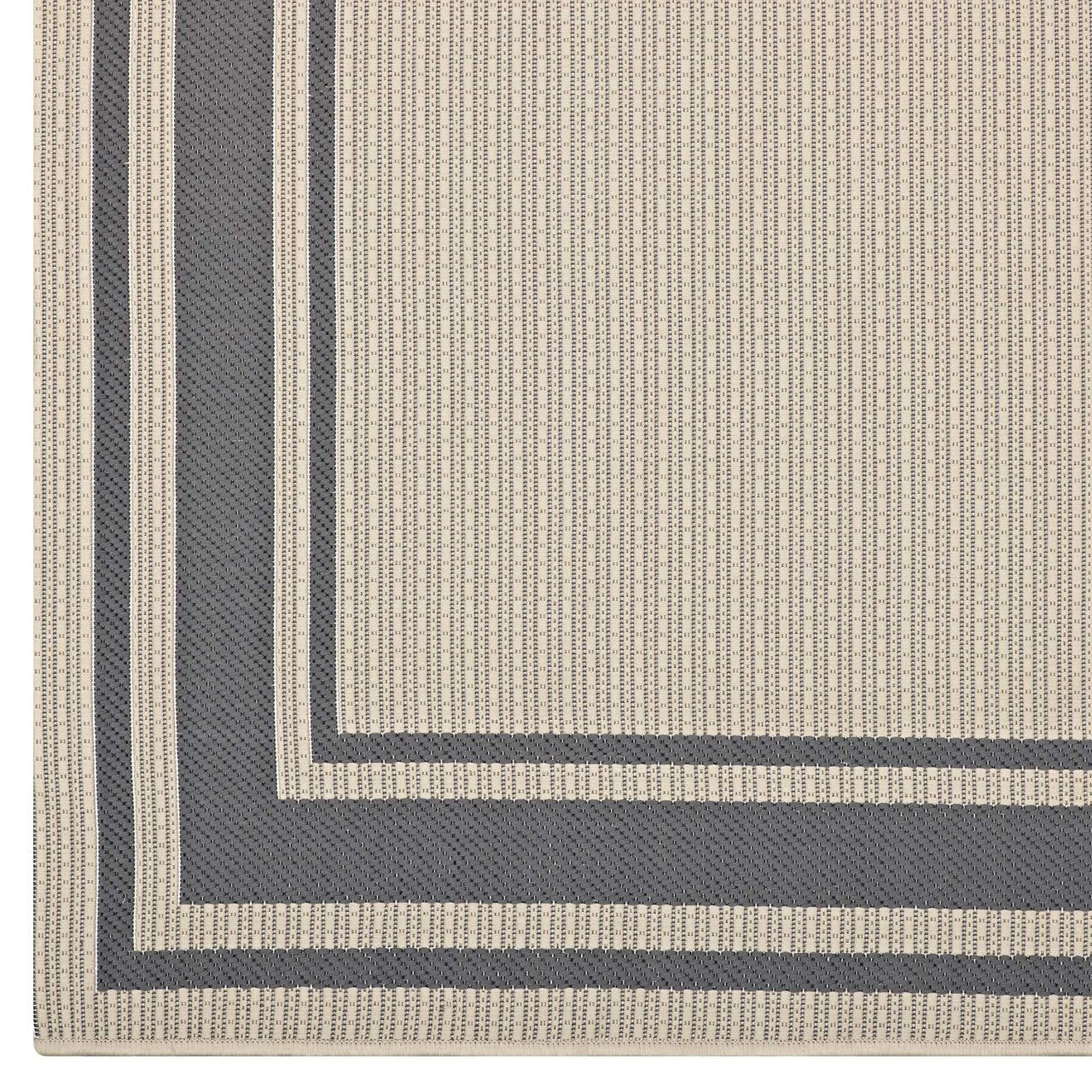 Rim Solid Border Borderline 5x8 Indoor and Outdoor Area Rug, Fabric, Multi Beige 14943