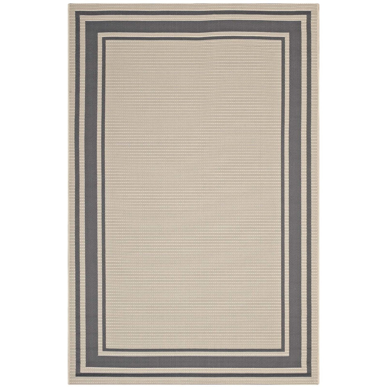 Rim Solid Border Borderline 8x10 Indoor and Outdoor Area Rug, Fabric, Multi Beige 14944