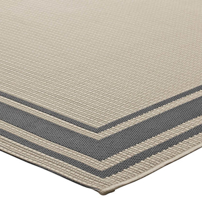 Rim Solid Border Borderline 8x10 Indoor and Outdoor Area Rug, Fabric, Multi Beige 14944