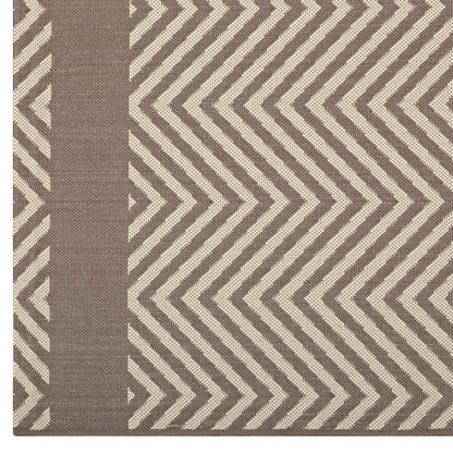 Optica Chevron With End Borders 5x8 Indoor and Outdoor Area Rug, Fabric, Multi Beige 14945