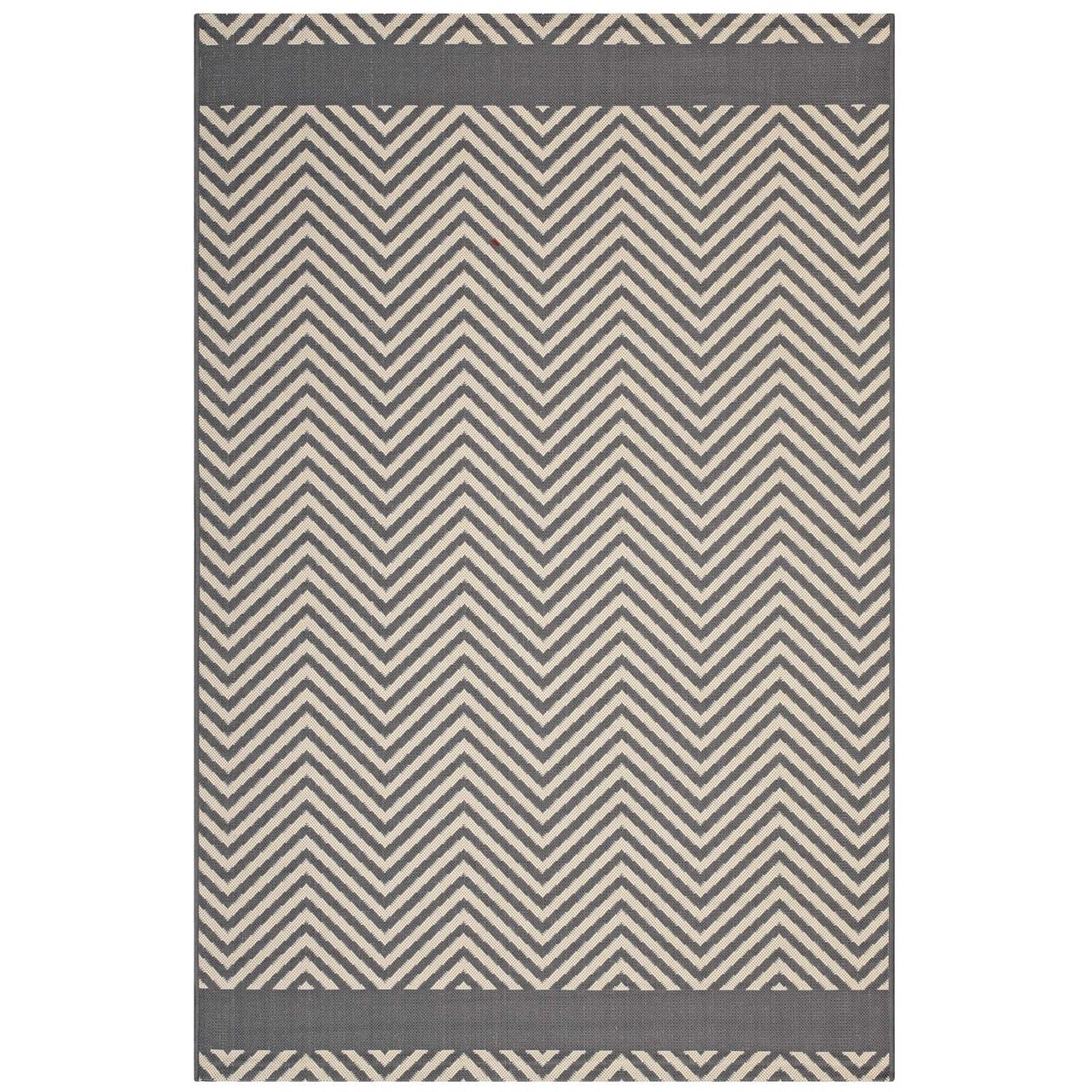 Optica Chevron With End Borders 5x8 Indoor and Outdoor Area Rug, Fabric, Multi Grey Gray 14947