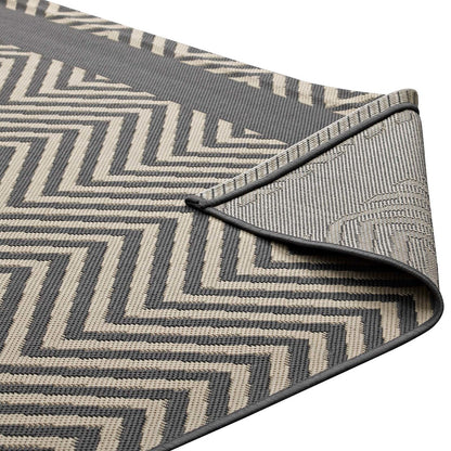 Optica Chevron With End Borders 5x8 Indoor and Outdoor Area Rug, Fabric, Multi Grey Gray 14947
