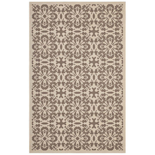 Ariana Vintage Floral Trellis 5x8 Indoor and Outdoor Area Rug, Fabric, Multi Beige 14951