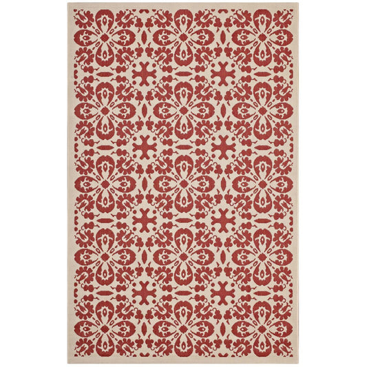 Ariana Vintage Floral Trellis 5x8 Indoor and Outdoor Area Rug, Fabric, Multi Red 14957