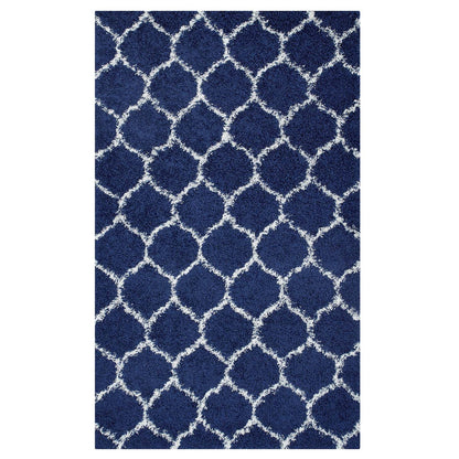 Solvea Moroccan Trellis 5x8 Shag Area Rug, Fabric, Multi Navy Blue 14961