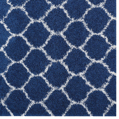 Solvea Moroccan Trellis 5x8 Shag Area Rug, Fabric, Multi Navy Blue 14961