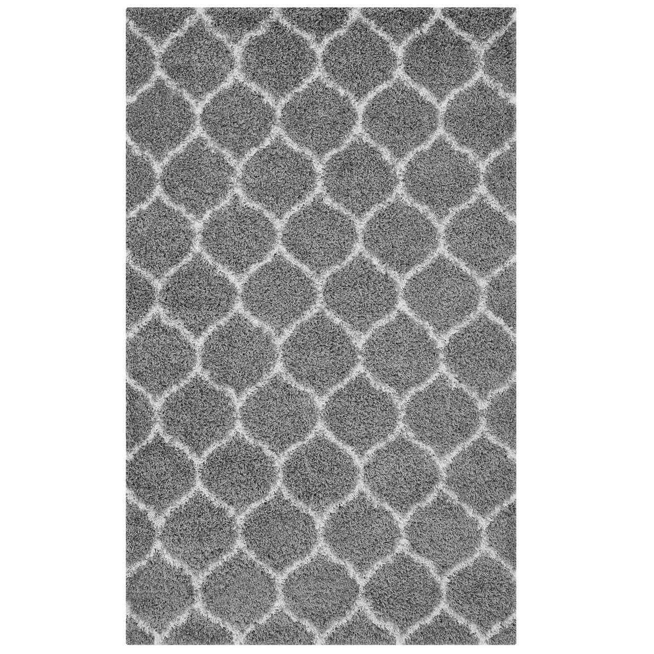 Solvea Moroccan Trellis 5x8 Shag Area Rug, Fabric, Multi Grey Gray 14963