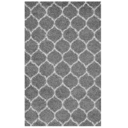 Solvea Moroccan Trellis 5x8 Shag Area Rug, Fabric, Multi Grey Gray 14963