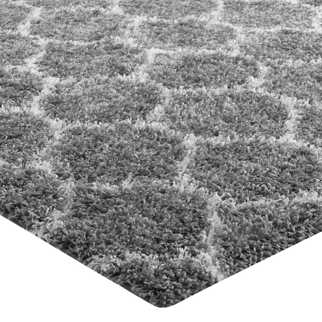 Solvea Moroccan Trellis 5x8 Shag Area Rug, Fabric, Multi Grey Gray 14963