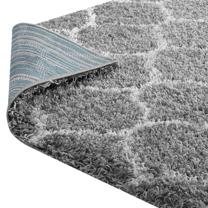 Solvea Moroccan Trellis 5x8 Shag Area Rug, Fabric, Multi Grey Gray 14963