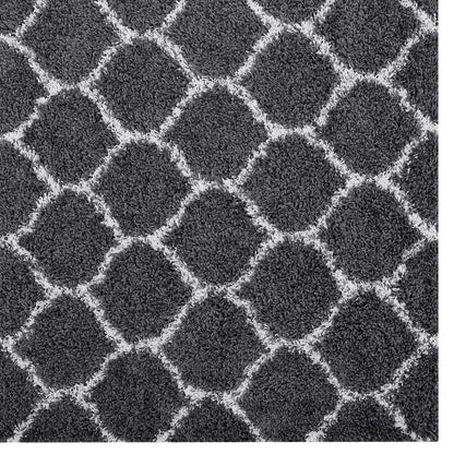 Solvea Moroccan Trellis 5x8 Shag Area Rug, Fabric, Multi Dark Grey Gray 14967