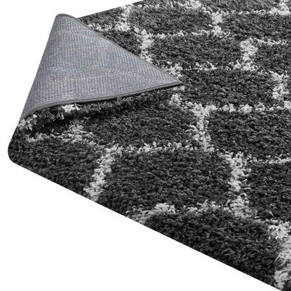 Solvea Moroccan Trellis 5x8 Shag Area Rug, Fabric, Multi Dark Grey Gray 14967