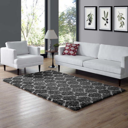 Solvea Moroccan Trellis 5x8 Shag Area Rug, Fabric, Multi Dark Grey Gray 14967