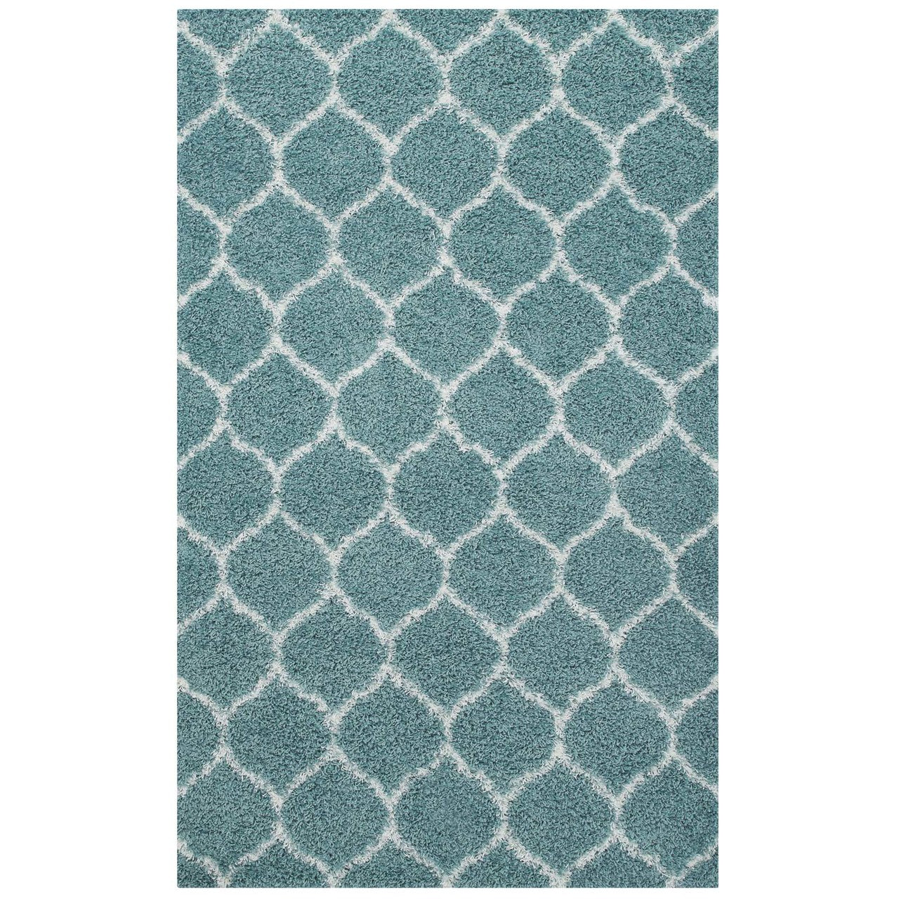 Solvea Moroccan Trellis 5x8 Shag Area Rug, Fabric, Multi Blue 14969