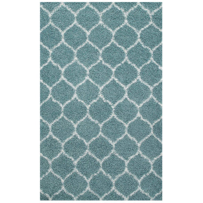 Solvea Moroccan Trellis 5x8 Shag Area Rug, Fabric, Multi Blue 14969