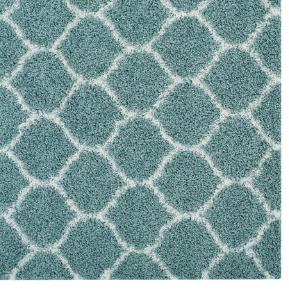 Solvea Moroccan Trellis 5x8 Shag Area Rug, Fabric, Multi Blue 14969