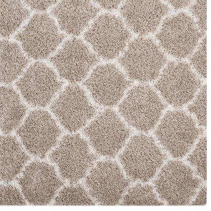 Solvea Moroccan Trellis 5x8 Shag Area Rug, Fabric, Multi Beige 14971
