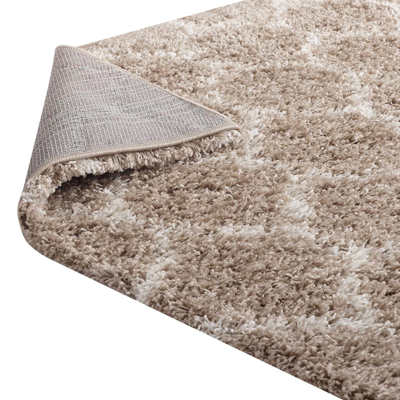 Solvea Moroccan Trellis 5x8 Shag Area Rug, Fabric, Multi Beige 14971