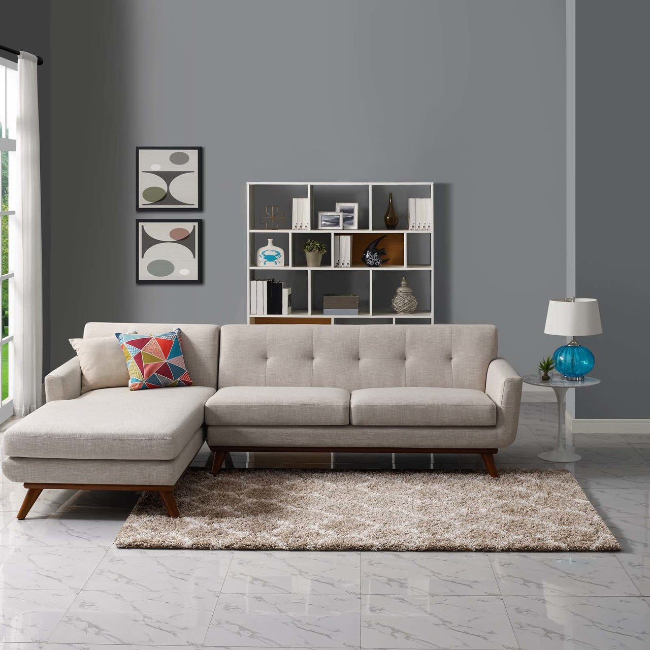 Solvea Moroccan Trellis 5x8 Shag Area Rug, Fabric, Multi Beige 14971