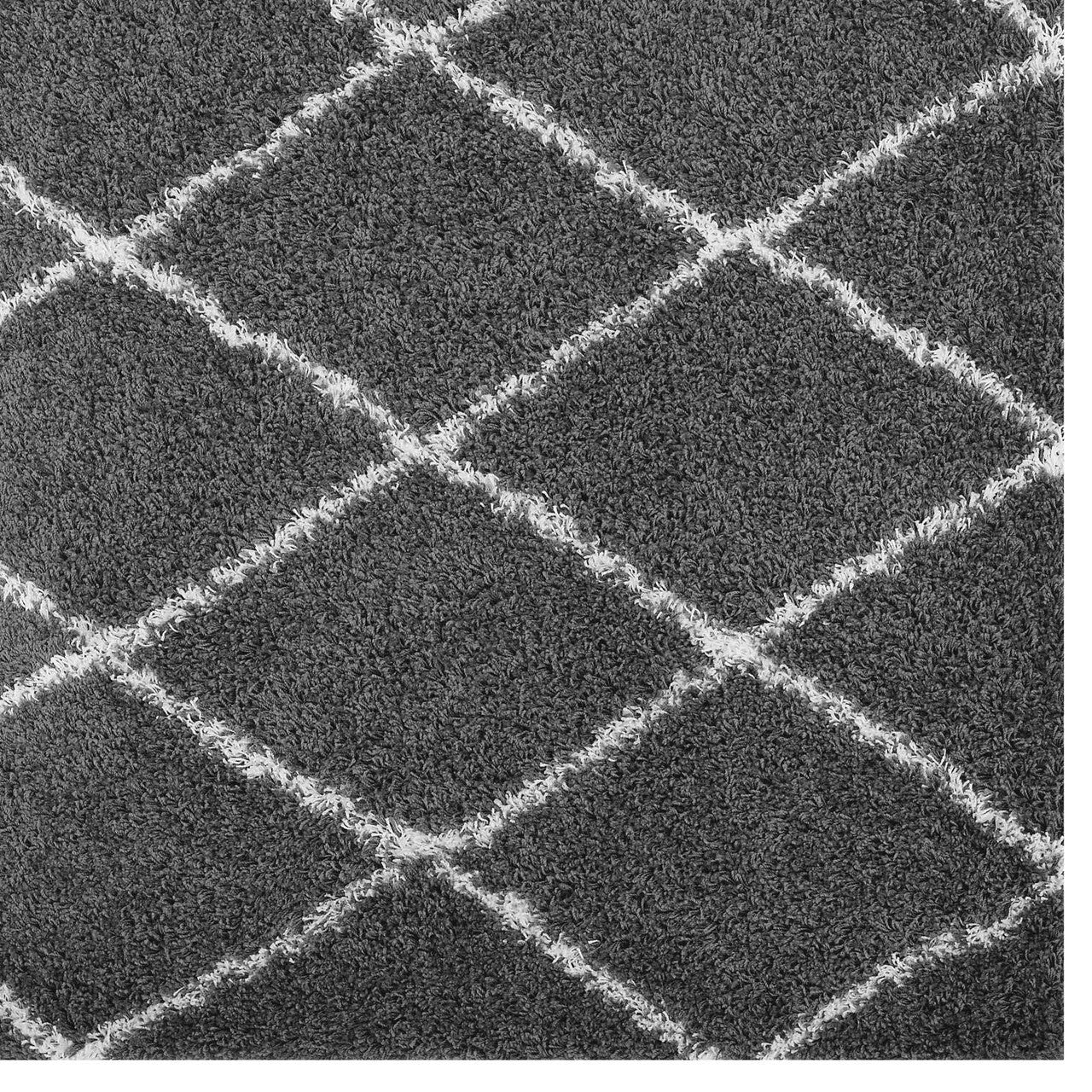 Toryn Diamond Lattice 5x8 Shag Area Rug, Fabric, Multi Dark Grey Gray 14979