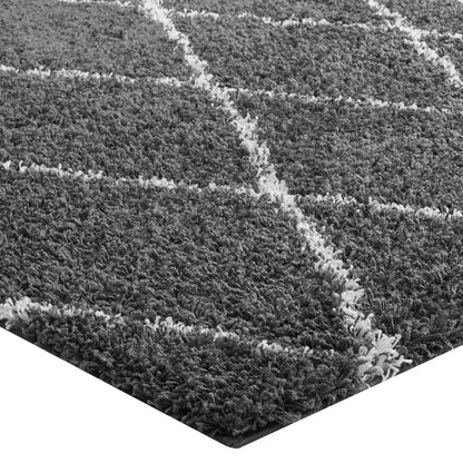 Toryn Diamond Lattice 5x8 Shag Area Rug, Fabric, Multi Dark Grey Gray 14979