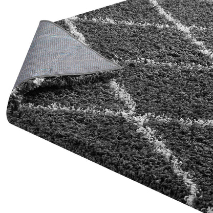 Toryn Diamond Lattice 5x8 Shag Area Rug, Fabric, Multi Dark Grey Gray 14979