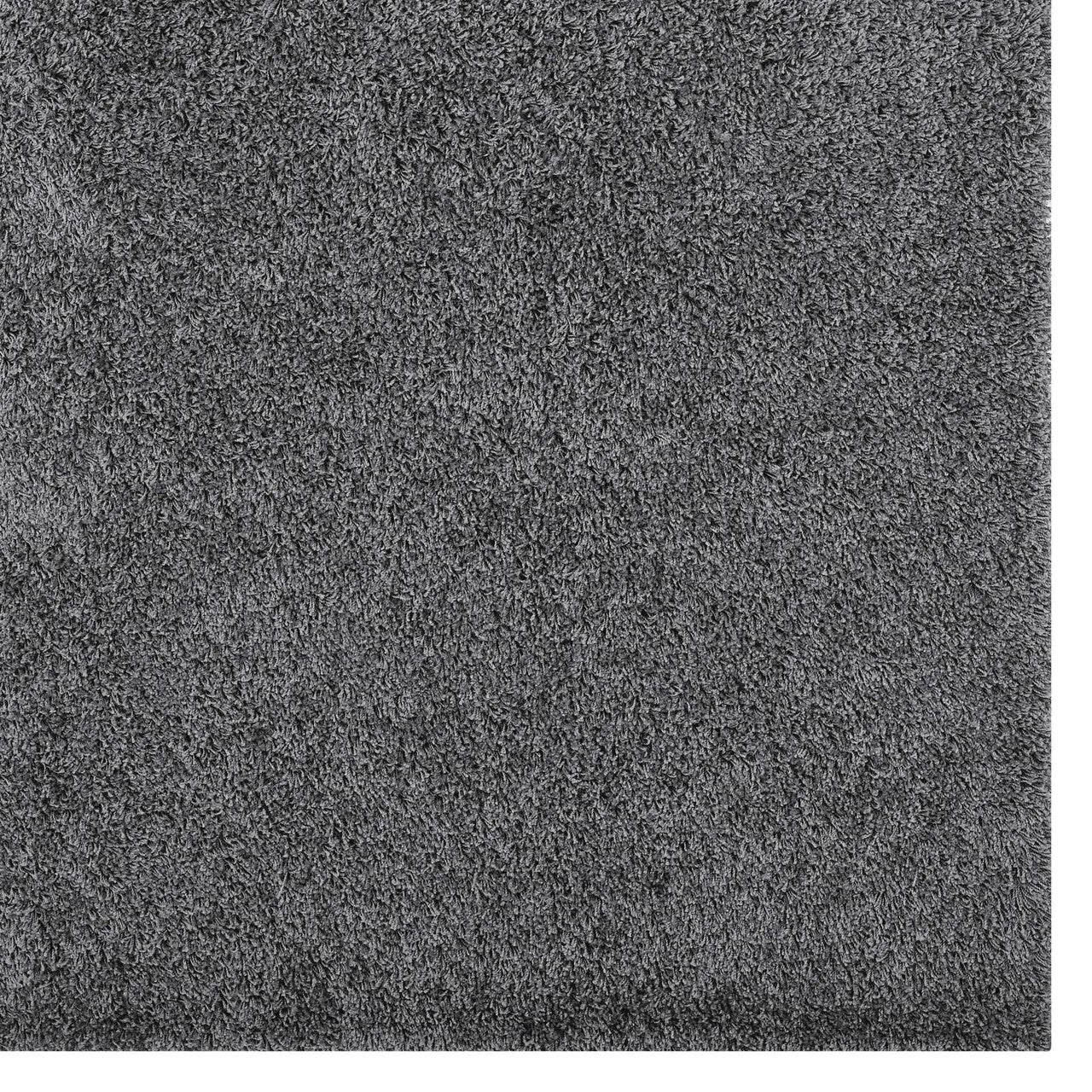 Enyssa Solid 5x8 Shag Area Rug, Fabric, Dark Grey Gray 14987