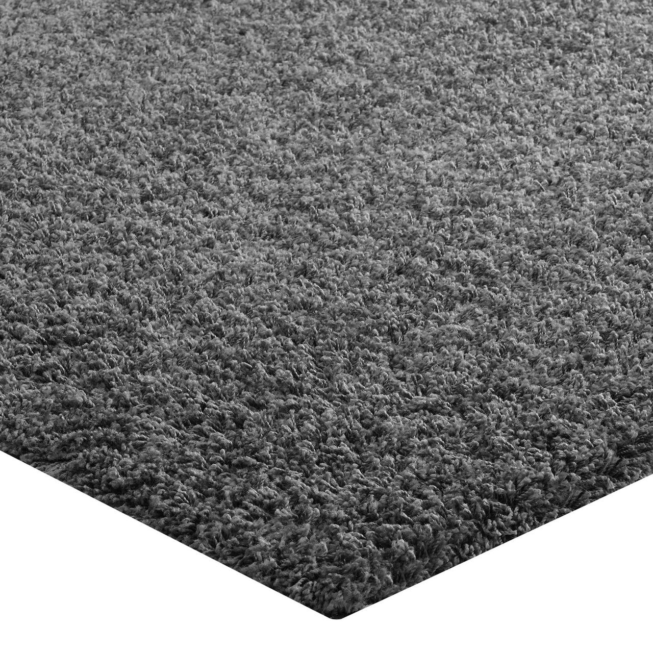 Enyssa Solid 5x8 Shag Area Rug, Fabric, Dark Grey Gray 14987