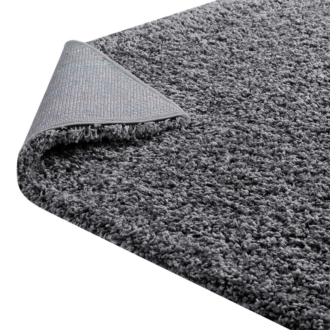 Enyssa Solid 5x8 Shag Area Rug, Fabric, Dark Grey Gray 14987