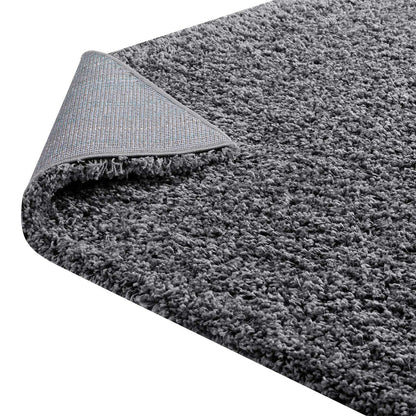 Enyssa Solid 5x8 Shag Area Rug, Fabric, Dark Grey Gray 14987