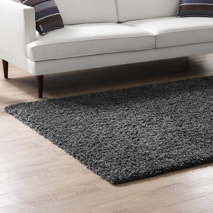 Enyssa Solid 5x8 Shag Area Rug, Fabric, Dark Grey Gray 14987