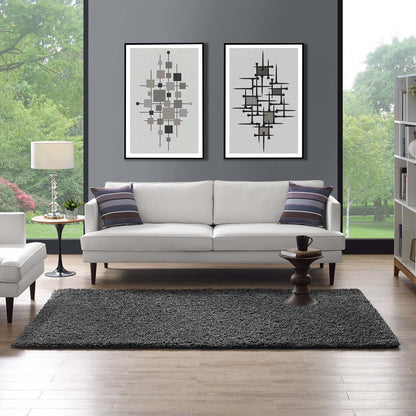 Enyssa Solid 5x8 Shag Area Rug, Fabric, Dark Grey Gray 14987