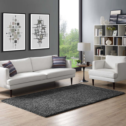 Enyssa Solid 5x8 Shag Area Rug, Fabric, Dark Grey Gray 14987
