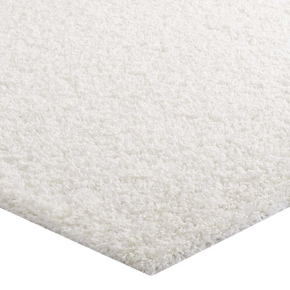 Enyssa Solid 5x8 Shag Area Rug, Fabric, Ivory White 14989