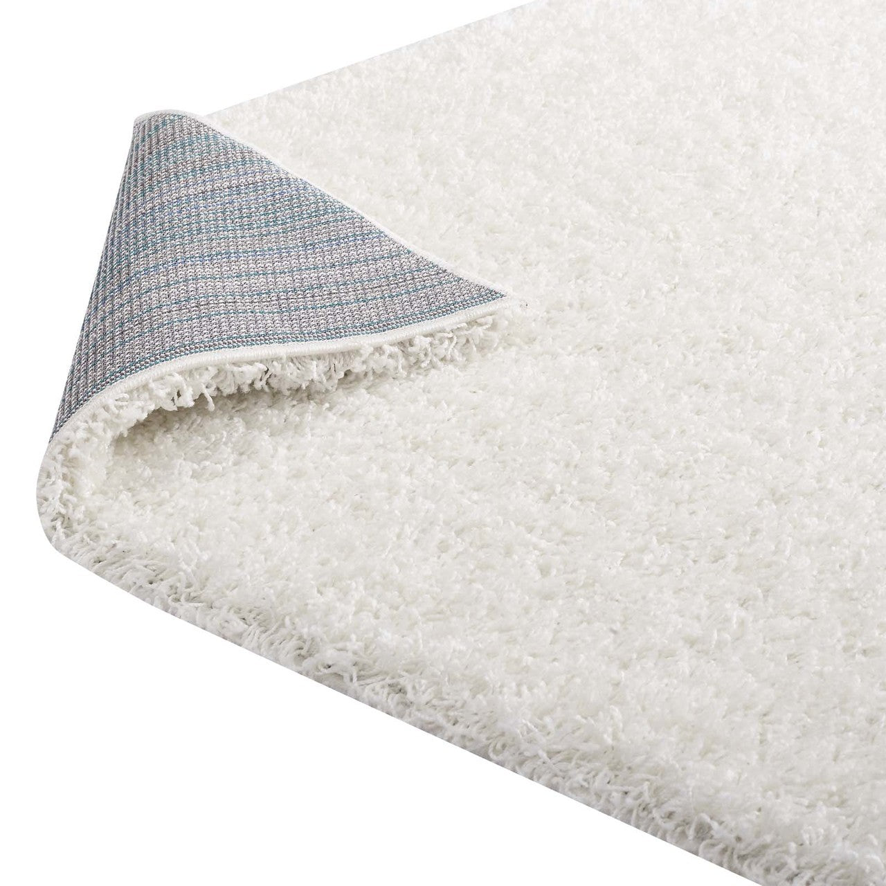 Enyssa Solid 5x8 Shag Area Rug, Fabric, Ivory White 14989