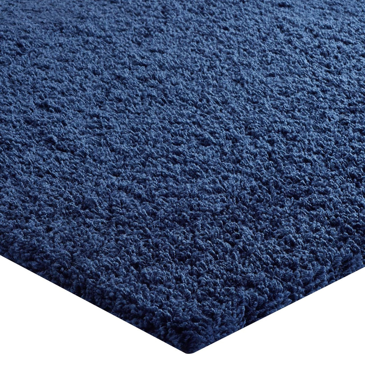 Enyssa Solid 5x8 Shag Area Rug, Fabric, Navy Blue 14991