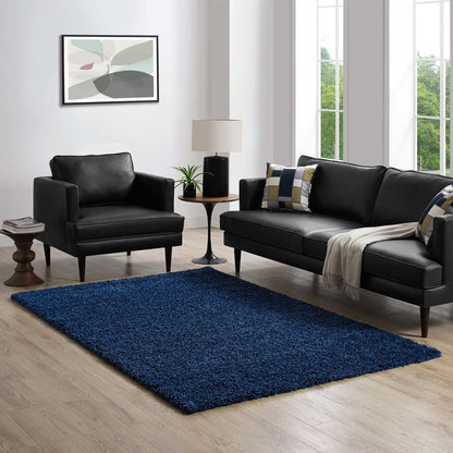 Enyssa Solid 5x8 Shag Area Rug, Fabric, Navy Blue 14991