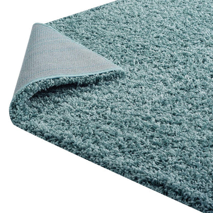 Enyssa Solid 5x8 Shag Area Rug, Fabric, Blue 14993