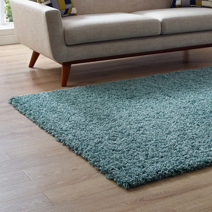 Enyssa Solid 5x8 Shag Area Rug, Fabric, Blue 14993