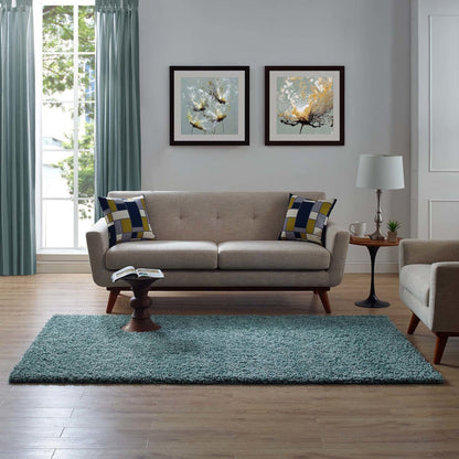 Enyssa Solid 5x8 Shag Area Rug, Fabric, Blue 14993