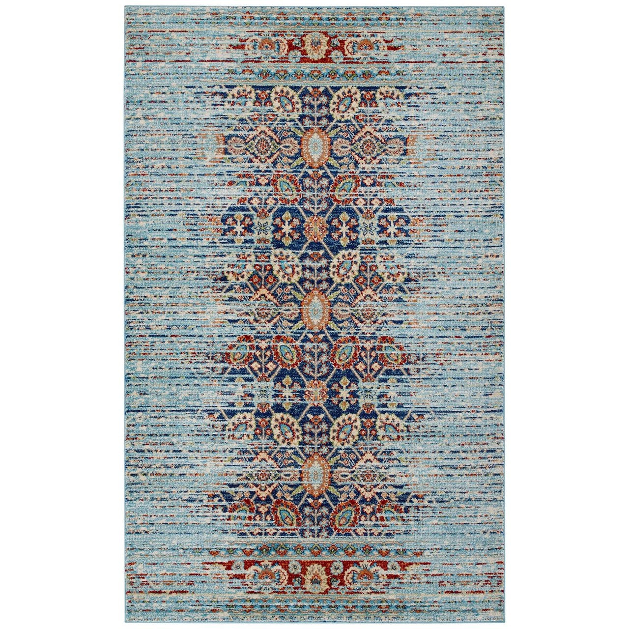 Naria Distressed Persian Medallion 5x8 Area Rug, Fabric, Multi Colorful 14997